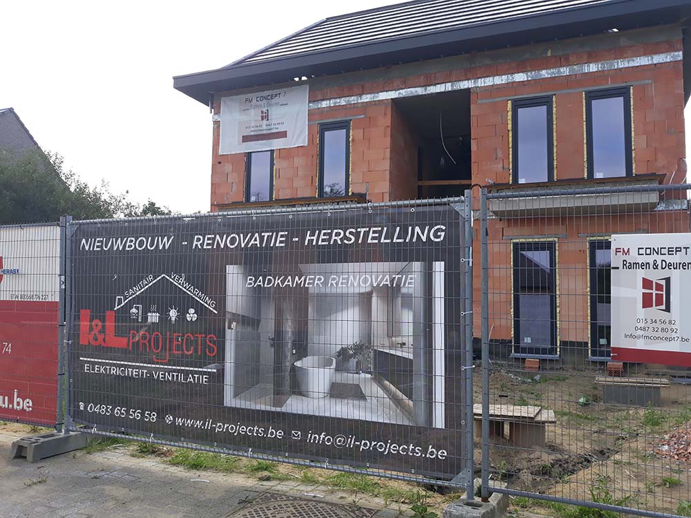 Werfdoek van I&L Projects aan een nieuwbouwwoning: nieuwbouw, renovatie, herstelling